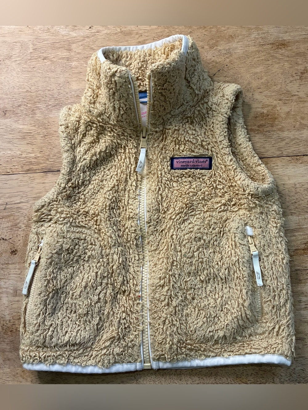Vineyard Vines Kids’ Sz 4T Tan Sherpa Full Zip Layering Vest